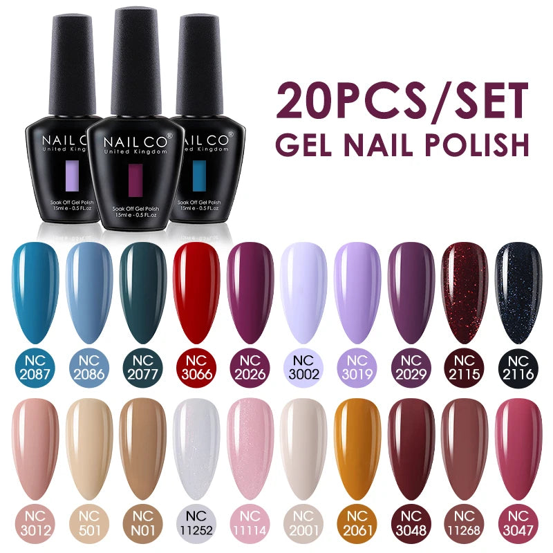 NAILCO 15ml 10/20pcs Gel Nail Polish Set Spring Summer Color UV Gel Nail Art All For Manicure  Gel Paint For DIY Professionals