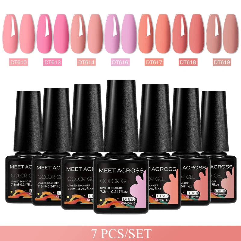 7pcs Gel Nail Polish Set For All Season 7.3ml Semi Permanent UV Gel Varnish Long Lasting Manicure Kit Soak Off Nail Supplies DIY