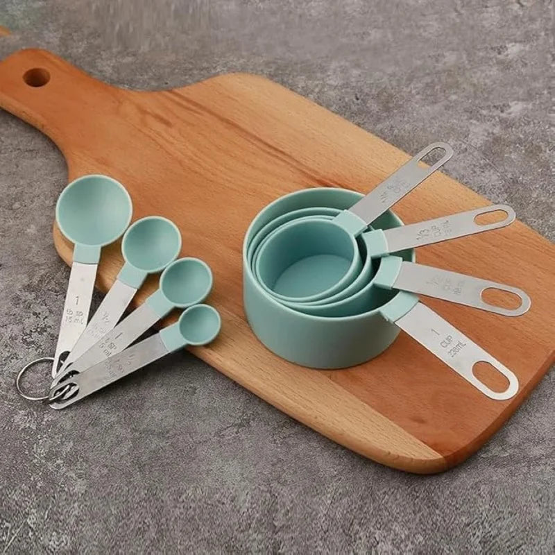 1set Measuring cup and spoon set, stainless steel, suitable for dry and liquid ingredients