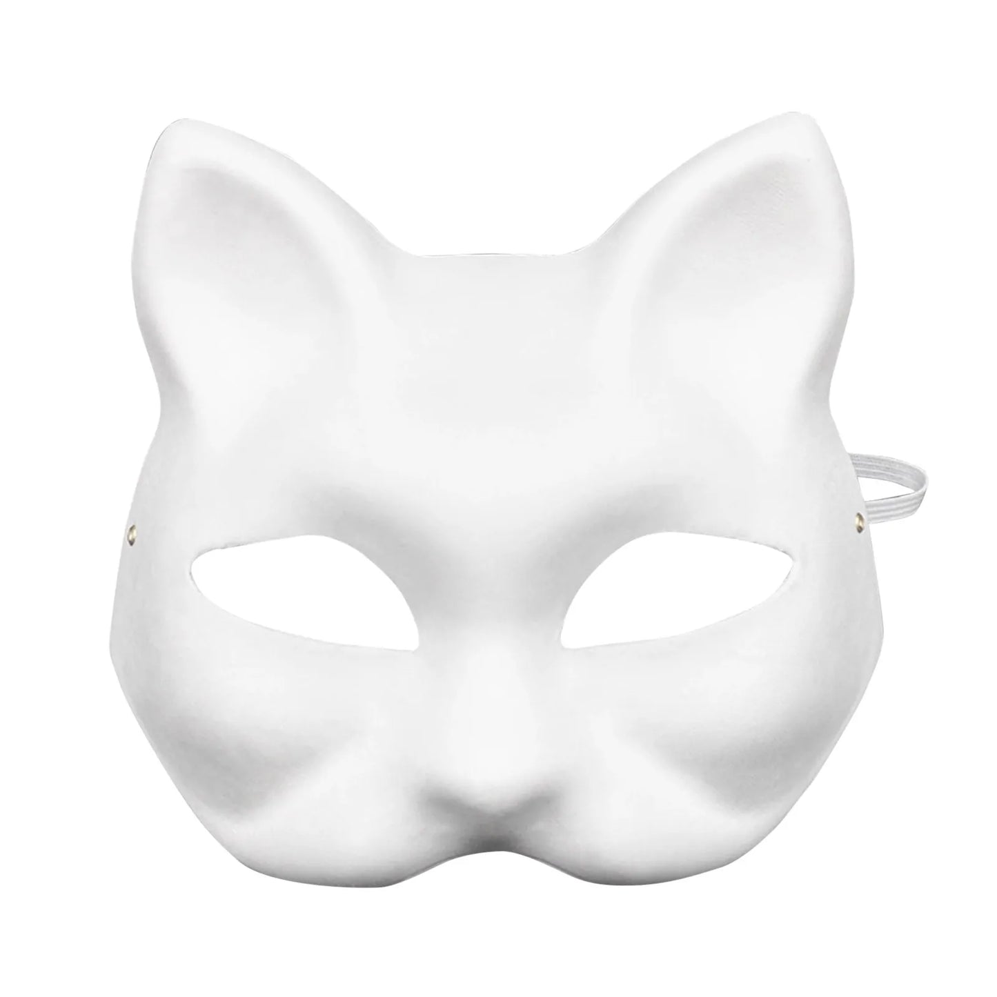 Paper Blank White Mask Halloween Cosplay Cat Fox Diy Paintable Half Face Mask Animal Costume Party Decorate Craft Prop