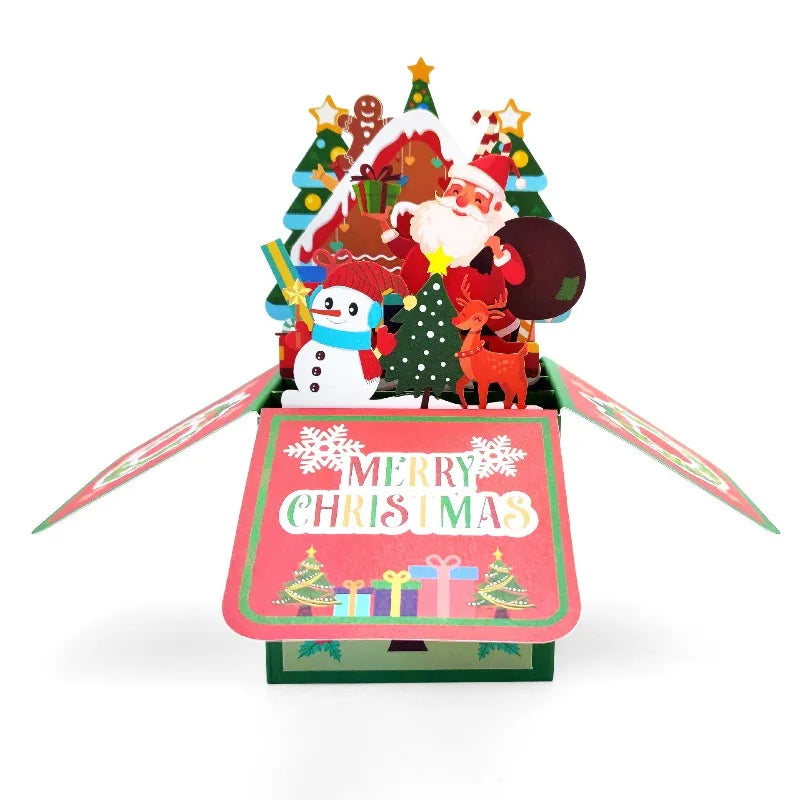 3D Pop Up Christmas Cards, Xmas Gift Greeting Cards for Your Friends, Children and Family, Included Blank Notecard & Envelope