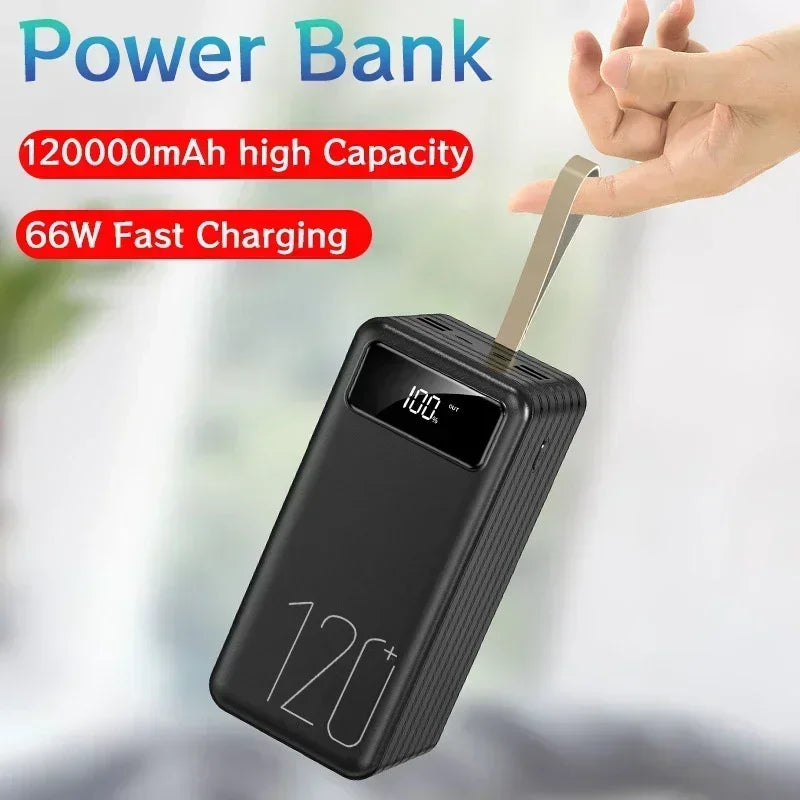 120000mAh Power Bank Outdoor Portable Power Bank Super Large Capacity Fast Charging Suitable for Mobile Phones Laptops Tablets