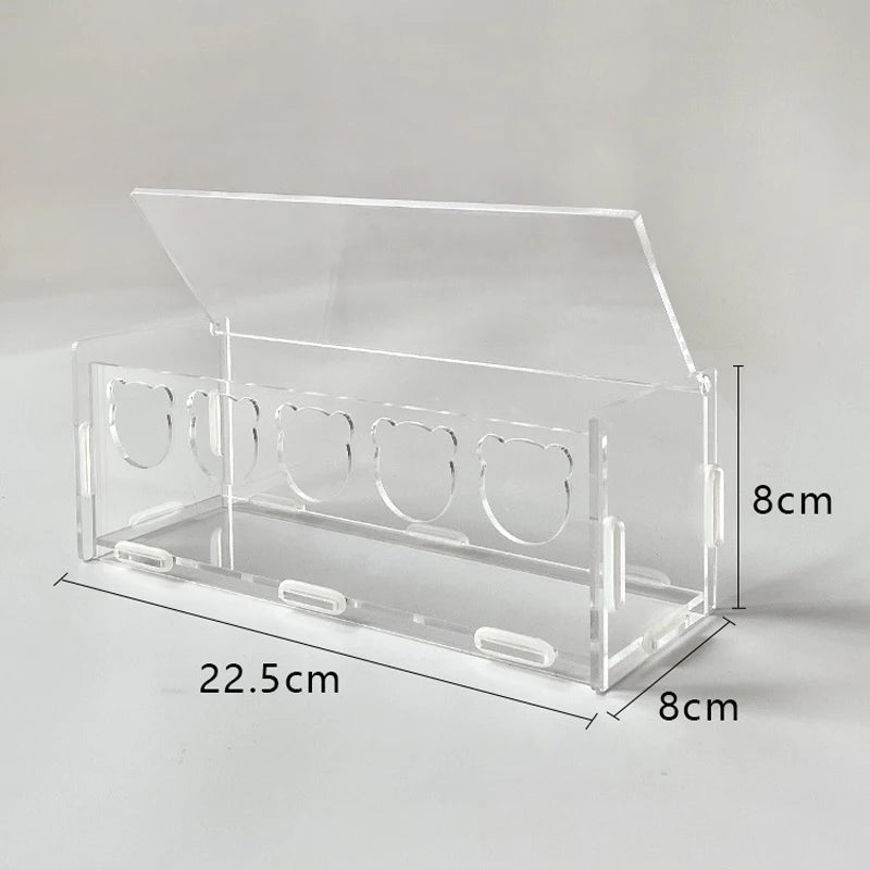 3/5 Holes Rutin Chicken Acrylic Feeder Transparent Splash-Proof Food Basin Large-Capacity Trough Feeding Box Put Grain Feed Box