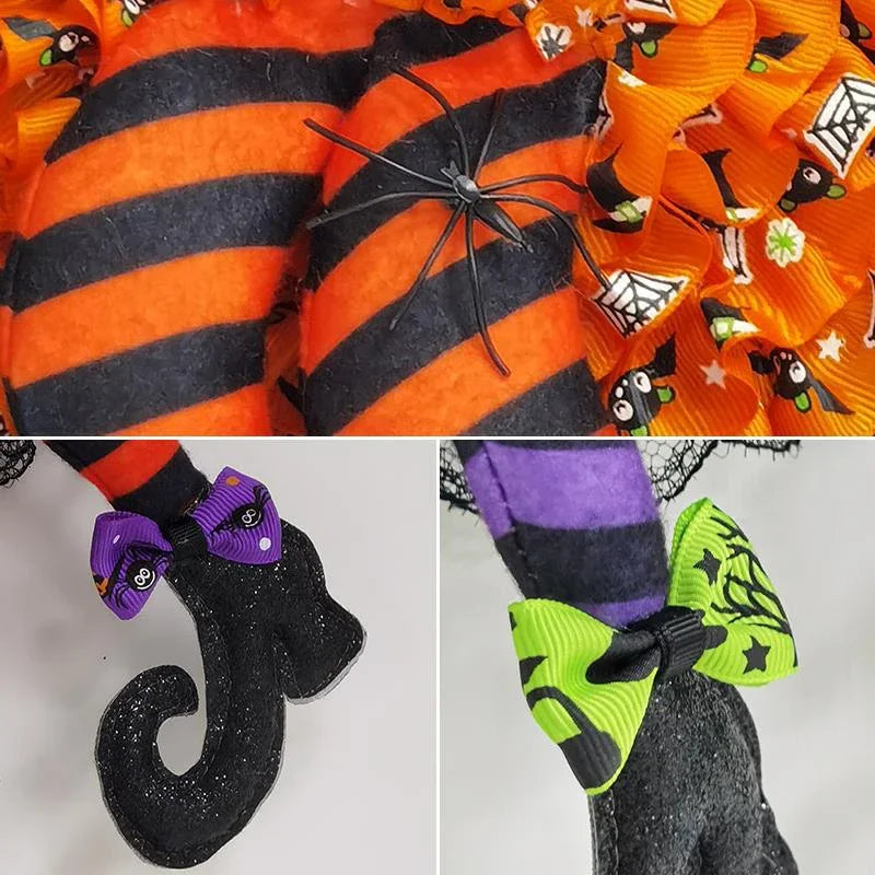 Halloween Witch Hat Leg Door Wreath Halloween Wreath Door Hanging Decoration Happy Halloween Party Home Party Supplies Newest