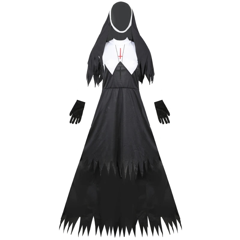 Halloween Terrorist Nun Costume The Demon Scary Cosplay Costumes Long Robes Lady Spooktacular Bloody Nun Cosplay Fancy Dress