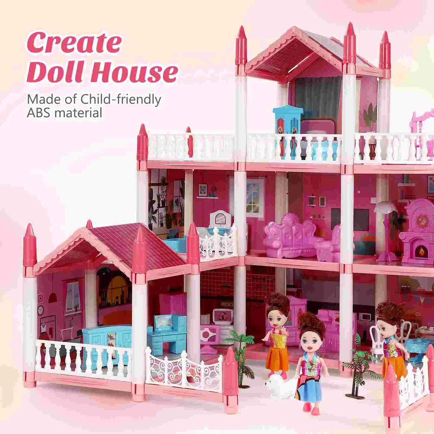 Children's Play House Toy Girl's Imitation 9 Rooms Princess Toys Dolls For