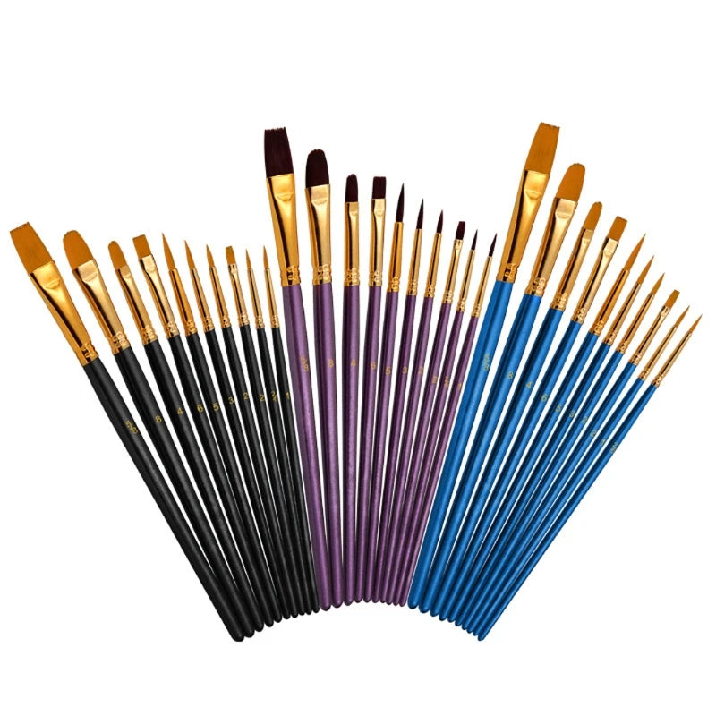 10Pcs Professional Acrylic Paint Brush Artist Set for Gouache Watercolor Oil Acrylic Painting Face Body Art Miniatures