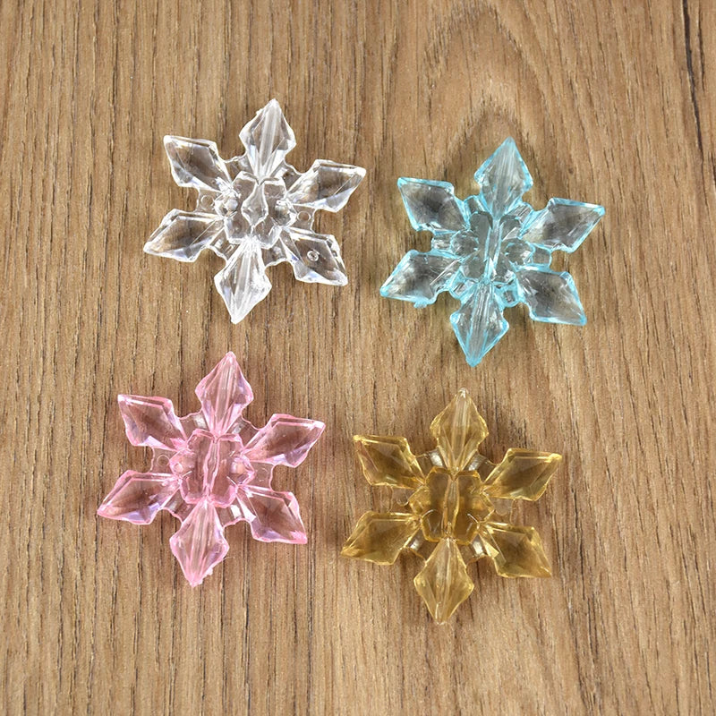 10pcs Crystal Snowflake Christmas Ornament Acrylic Transparent Snowflake Pendant New Year Party DIY Xmas Tree Hanging Decoration