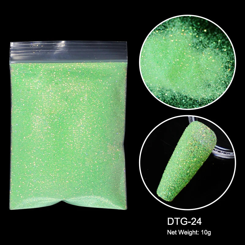 10g/bag Shining Sugar Nail Glitter Colorful Powder Candy Coat Effect White Black Pigment Dust Nails Art Decorations DIY Supplies