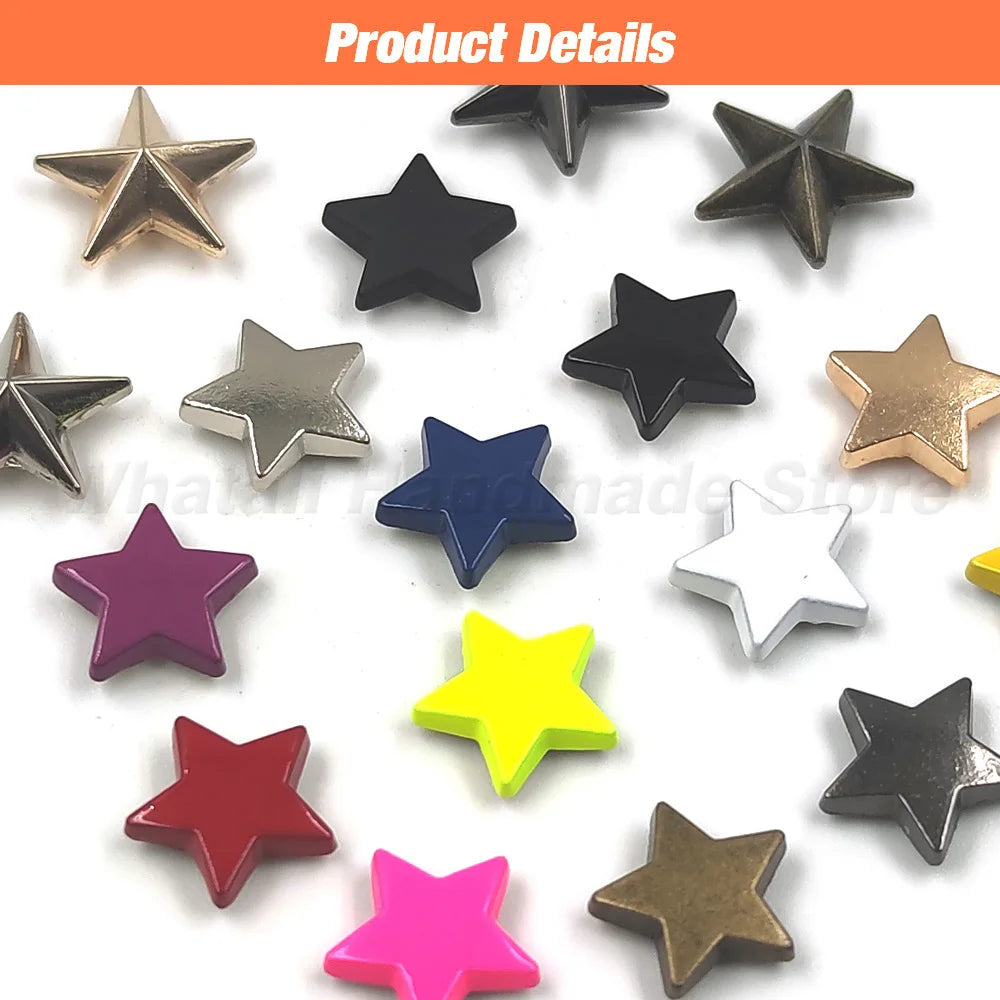 5-10pcs 12/13.5mm Metal Stars Rivets Screw Punk Studs For Clothing Garment Shoes Hat Leather Belt DIY Decor Clothes Accessories