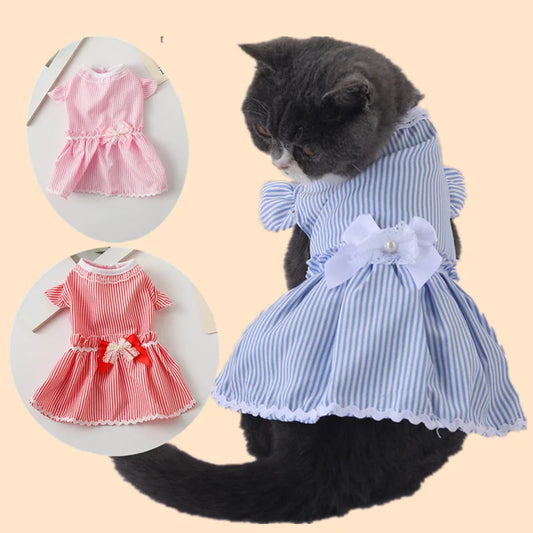 Cat Clothes Kitty Summer Dress Puppy One Piece Corduroy Skirt For Small Breeds Ropa Perro Chihuahua Apparel Dress for Cat