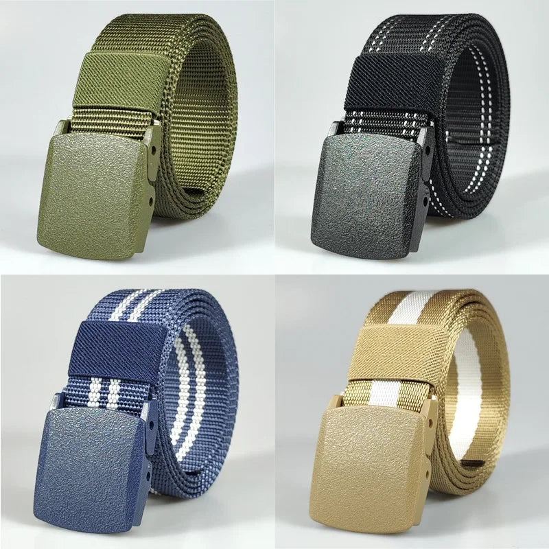 Automatic Buckle Light Comfortable Non-metal Military Nylon Belt Outdoor Hunting Multifunctional Tactical Canvas Belts for Men