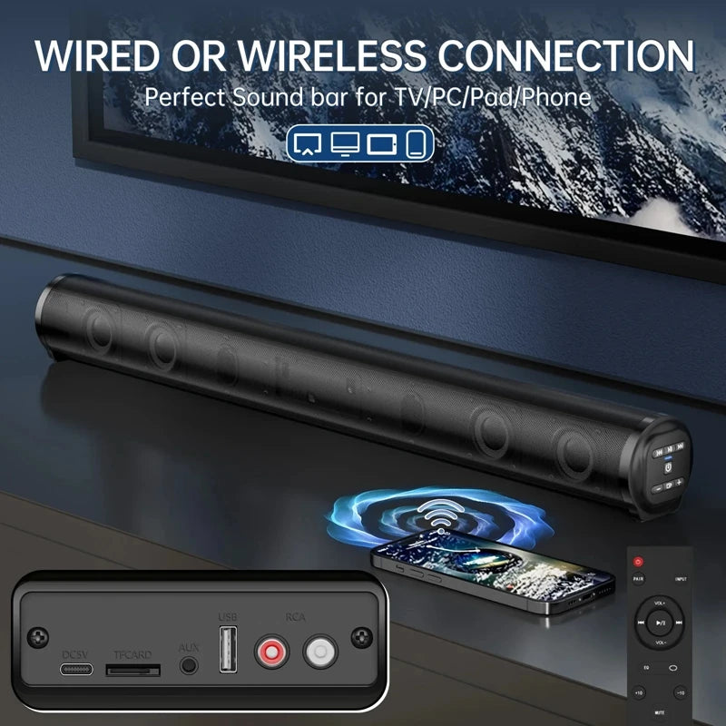 40W TV Soundbar Wired/Wireless Home Theater Speaker with Remote Control Bluetooth Soundbar Subwoofer for Phone Computer