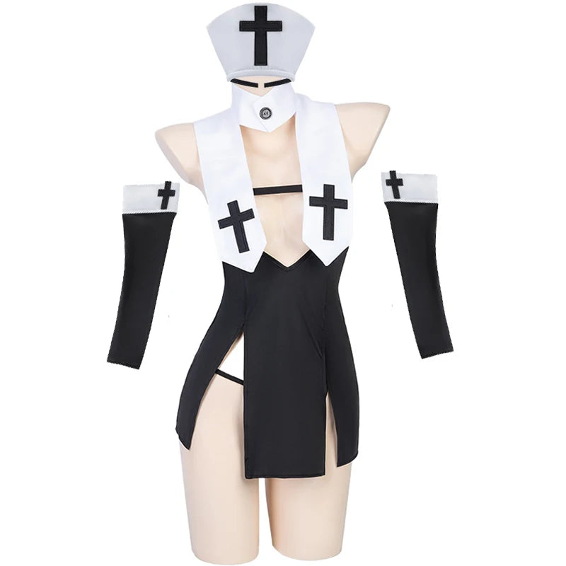 AniLV New Nun Series Uniform Halloween Cosplay Women Medieval Convent Sister Dress Outfit Set Costumes