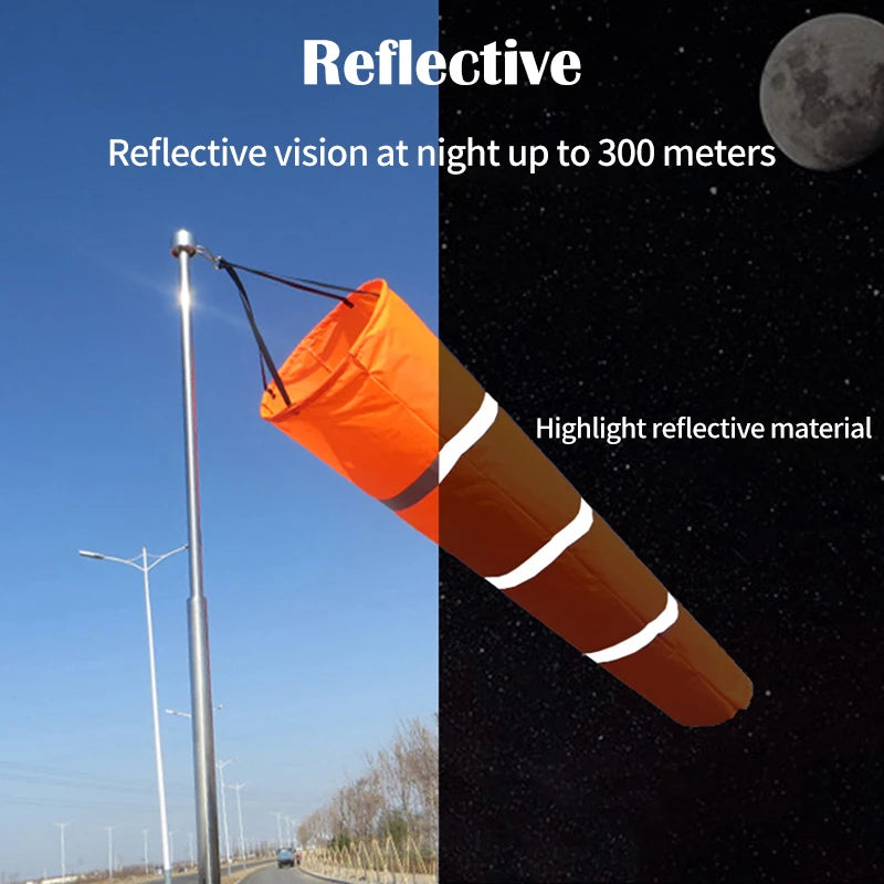 60/80/100cm Windsock Outdoor Wind Direction Measurement Reflective Belt Rip-stop Weather Vane Airport Garden Farm Outdoor Decor