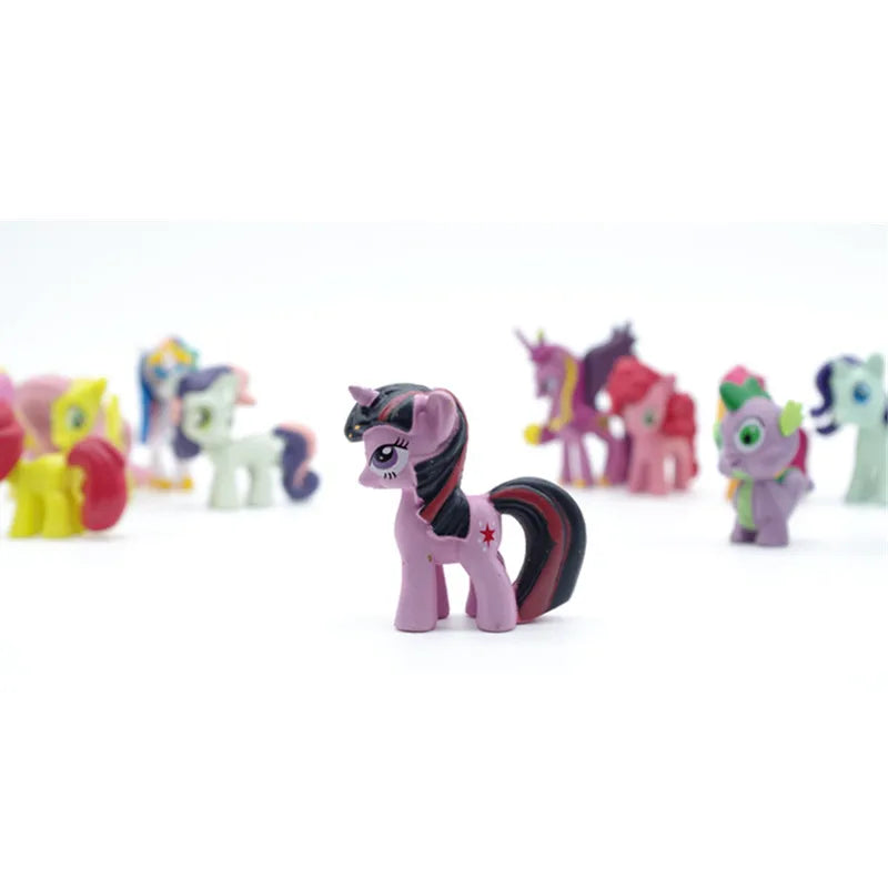 12 Pcs/Set My Little Pony Toys 4-7Cm Cute PVC Rainbow Horse  Action Figures Dolls For Girl Birthday Gift