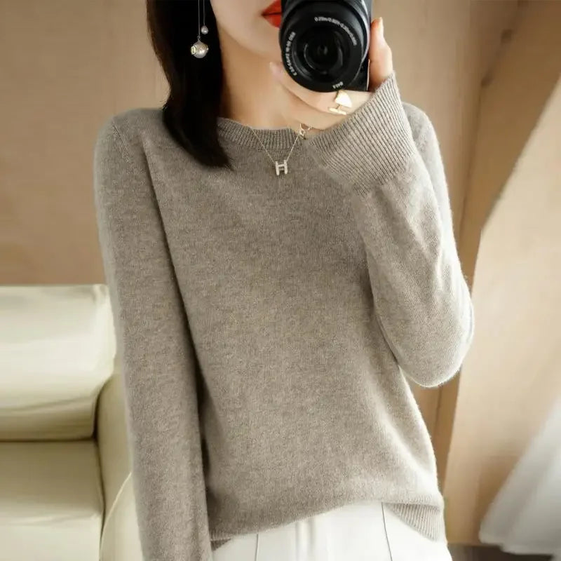 2024 Women Sweater Spring Autumn Long Sleeve O-neck Pullovers Warm Bottoming Shirts Korean Fashion Sweater Knitwear Soft Jumpers