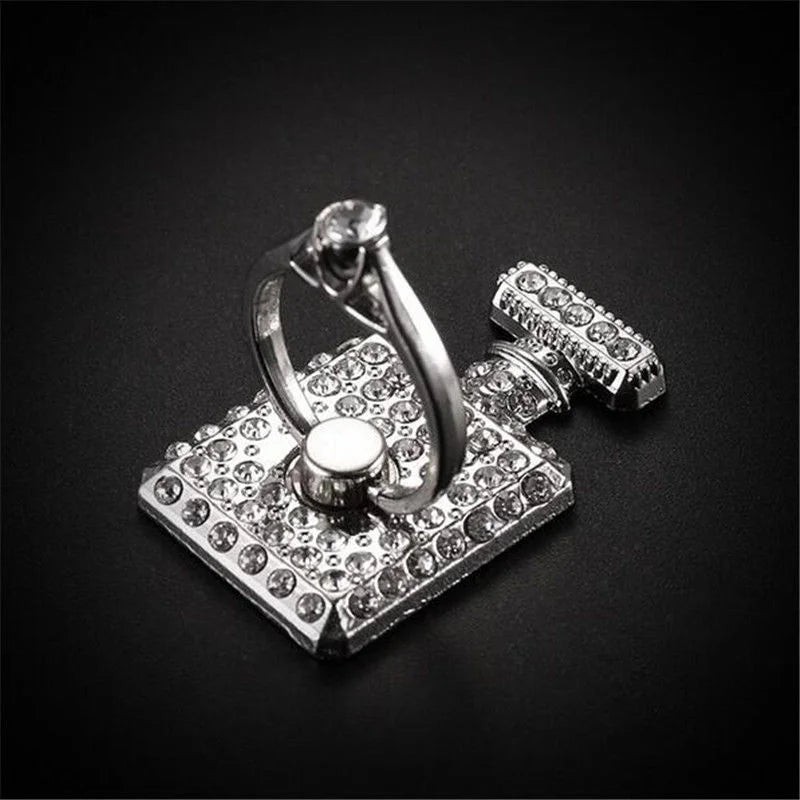 Luxury Diamond Shiny Gemstones Metal Mobile Phone Ring Bracket Universal Phone Holder Rotatable Ring Bracket for iPhone Samsung