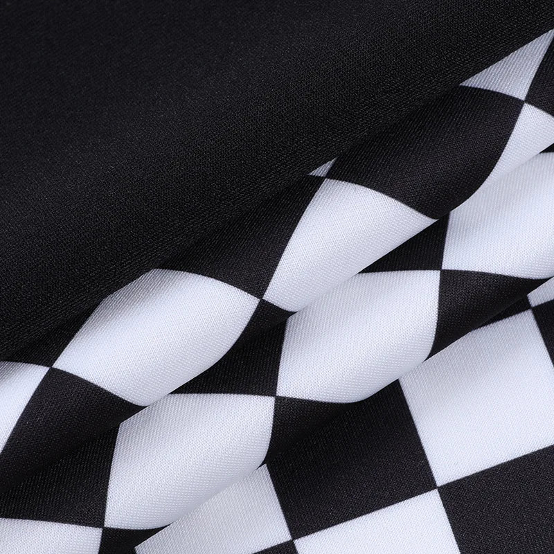 Y2K Houndstooth Color Block Mosaic Skirts Micro-trum Contrast Dark Style Pleated Skirts Women's High-waist Street Trend Skirts