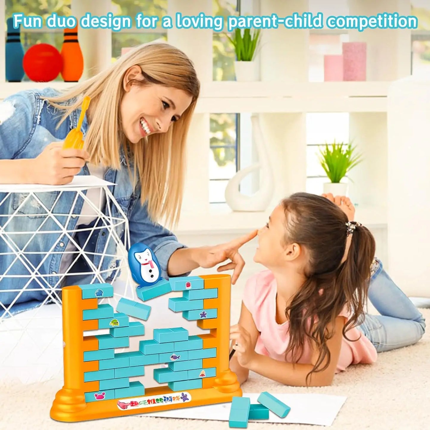 Penguin Board Games Two-Player Building Pushing Walls Toy For Kids Interaction Montessori Education Toy Gift