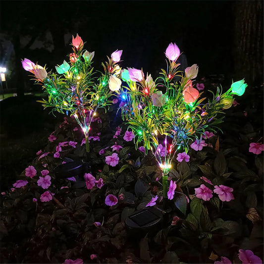 1pc Solar Garden Light 42LED Artificial Tree Flower Gardenia Outdoor Waterproof Landscape Pathway Backyard Lawn Solar Lamp