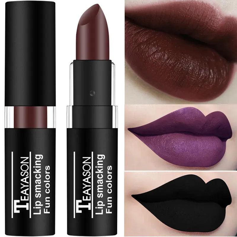 Brand Black Lipstick Retro Dark Color Lipsticks Matte Waterproof Blue Vampire Color Holloween Party Makeup Maquillaje Lip Pencil