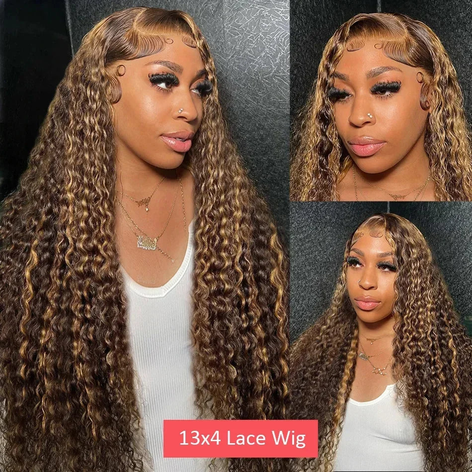 Highlight Wig Human Hair Deep Wave Frontal Wig 13x6 Hd Lace Front Remy Brazilian Wigs 13x4 Water Wave Curly Wigs On Sale Wigs