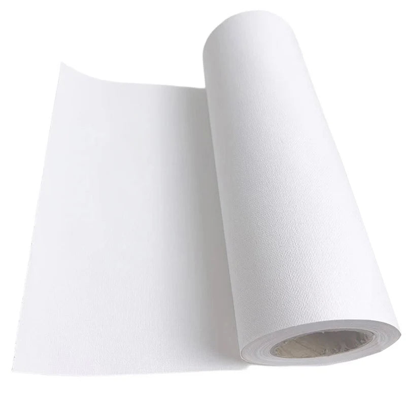 5M/Roll Cotton Canvas Roll,White Blank Specialized Suitable for Oil Painting,Acrylic Pigments,27cm,37cm,47cm,57cm Wide,HB-02