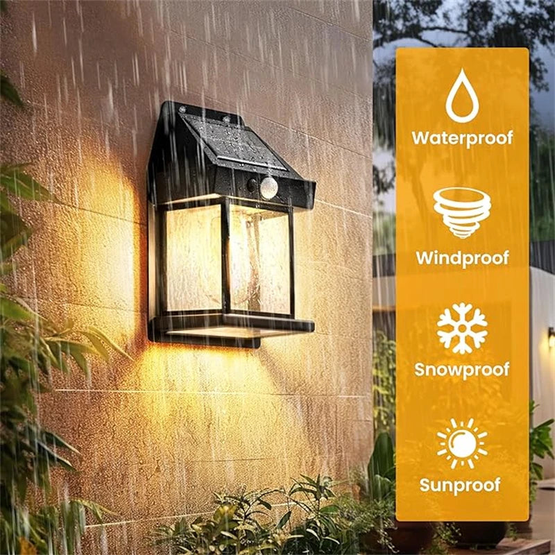 Solar Wall Lights Outdoor Tungsten Waterproof Wireless Motion Sensor Security Lamps Dusk to Dawn Lighting for Garden 1~10PCS