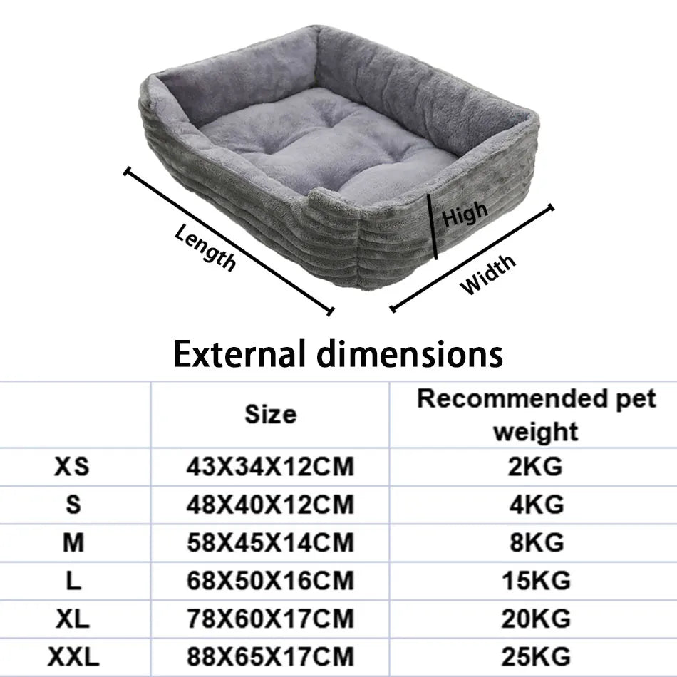 Bed for Dog Cat Pet Square Plush Kennel Medium Small Dog Sofa Bed Cushion Pet Calming Dog Bed House Pet Supplies Accessories