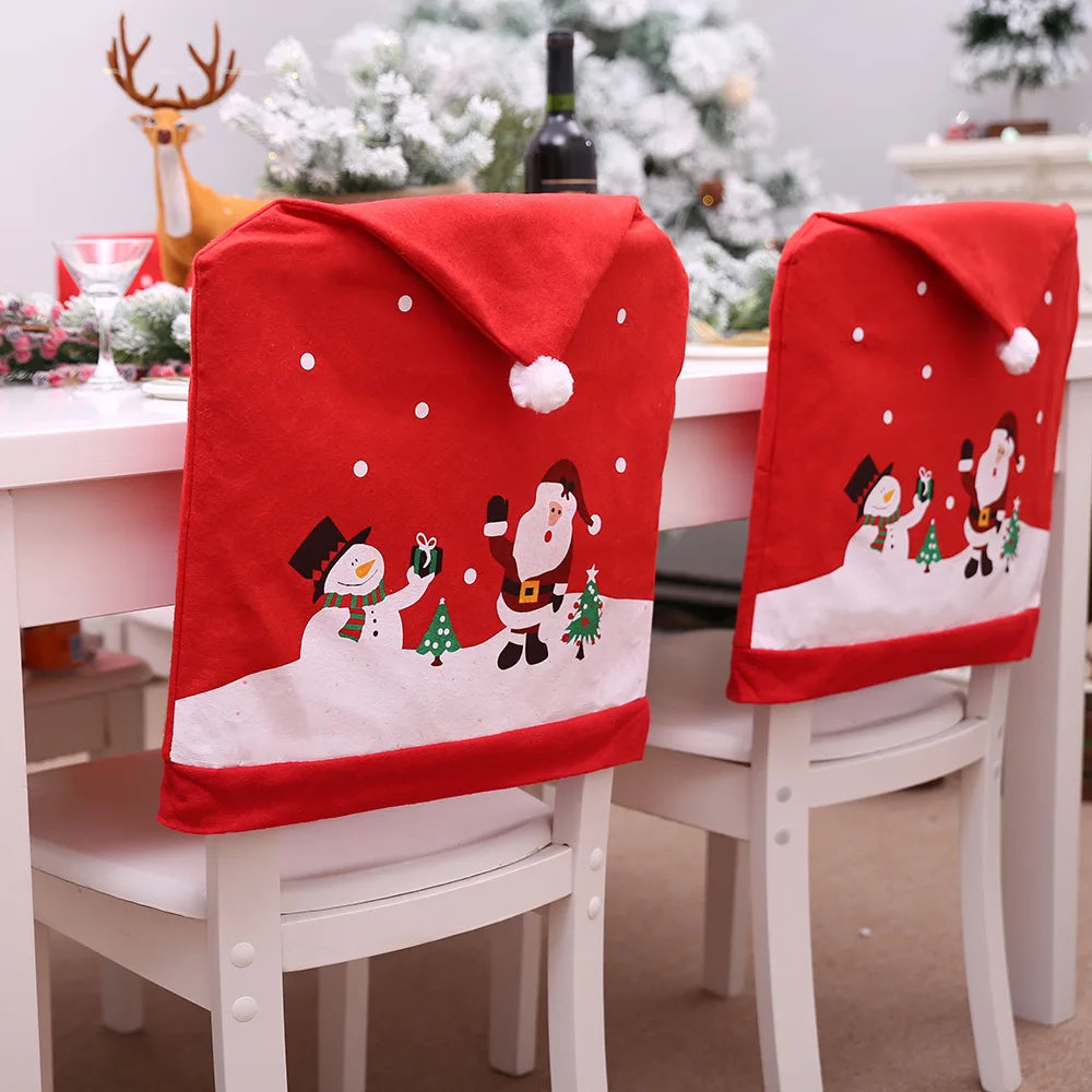 1/2/5pcs 60×49cm New Christmas Non-Woven Chair Set Cartoon Elderly Snowman Stool Set Christmas Decoration Supplies Wholesale