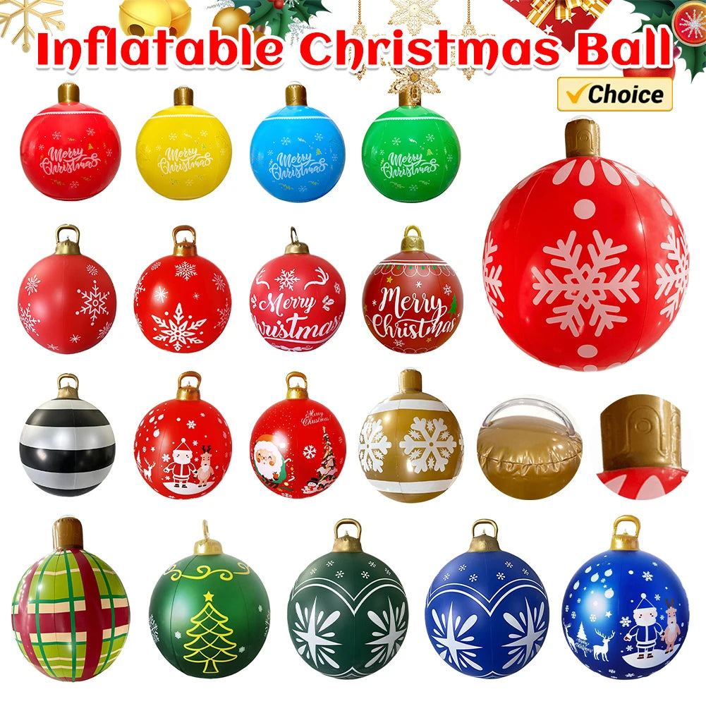 1PC Christmas Tree Decorations Balls Giant Inflatable Christmas Balls Outdoor Christmas Decorations PVC 60CM Snowman Balls