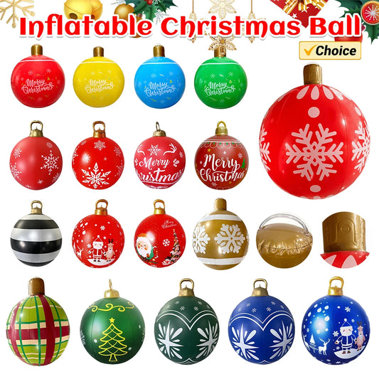 1PC Christmas Tree Decorations Balls Giant Inflatable Christmas Balls Outdoor Christmas Decorations PVC 60CM Snowman Balls