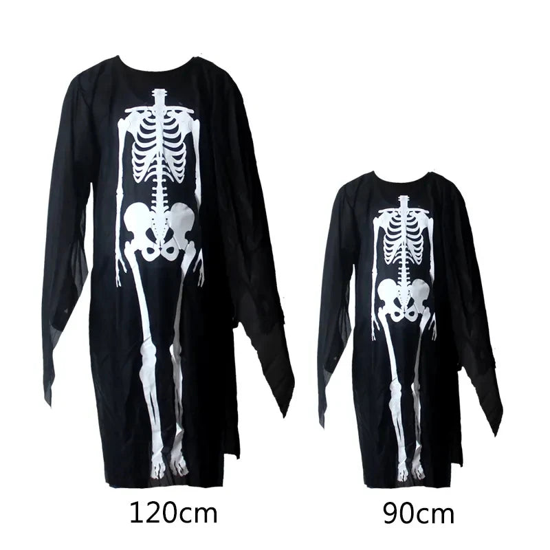 Halloween Party Cosplay Children Adult Death Black Cloak Cloak Halloween Skull Skeleton Ball Costume Prop Set Holiday Gifts