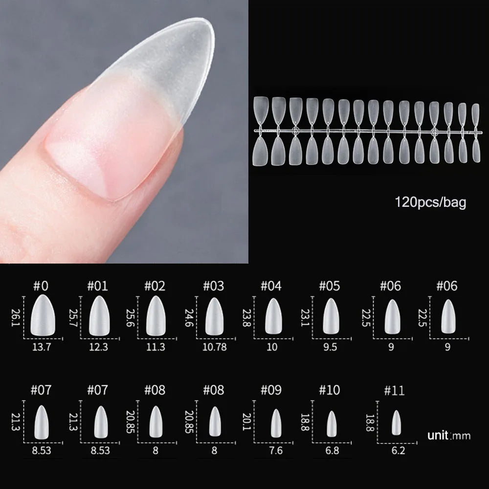 120pcs False Nails Transparent Press on Nails Coverage False Nails Tips Short T-shaped Water Drop Full Sticker For Nails