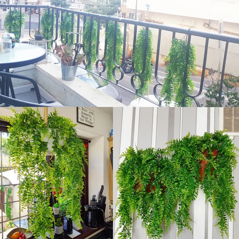 Artificial Plants Green Ivy Garland Persian Fern Leaves Vines Fake Plant Home Room Decor Wedding Party Wall Balcony Decoration