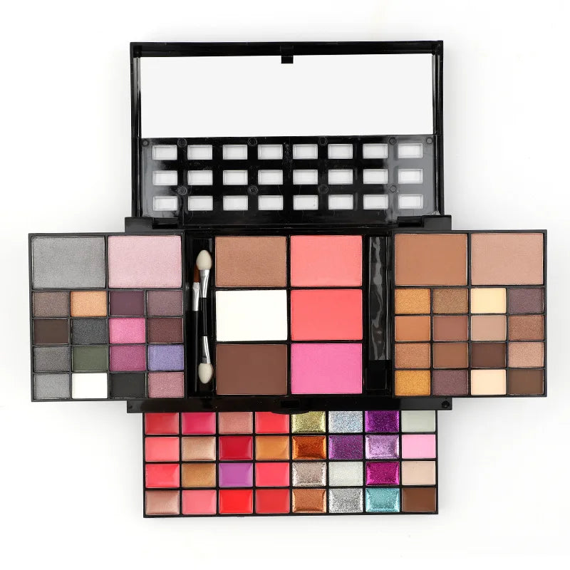 74-194 Colors Eyeshadow Makeup Palette Rainbow Color Tone Contouring Shadow Powder And Eyebrow Powder All In One Makeup Box Set