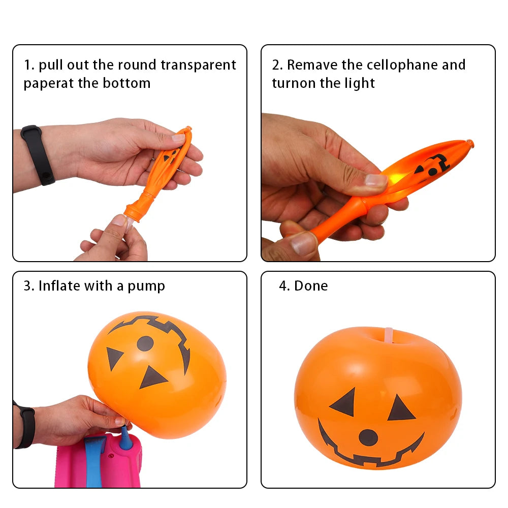 10 Inches Pumpkin Glow Balloon Halloween Decorations for Home Outdoor Halloween Pumpkin Party Decor Ball Lights Glow In Dark