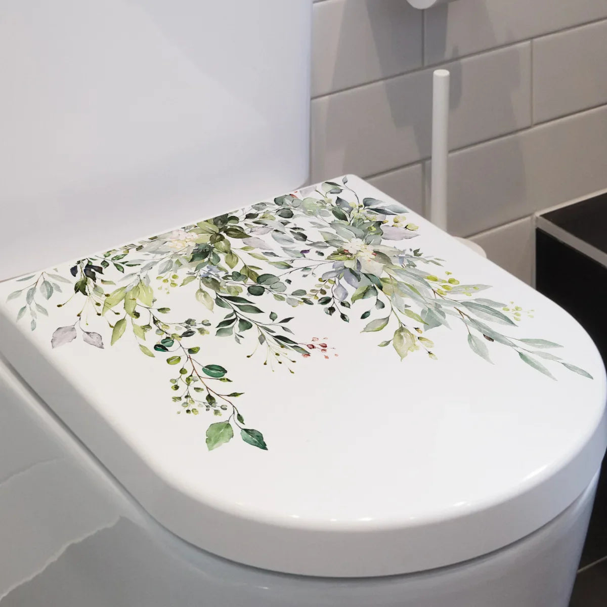 Green Plant Leaves Toilet Sticker WC Self Adhesive Mural Stickers Bathroom Wall Sticker Flower Home Decoration Decals