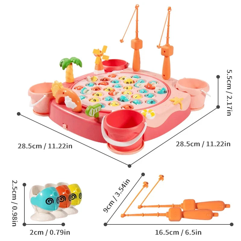 Kids Magnetic Fishing Play for Children Electric Fishing Toy Have Music Spinning Game Fish Rod Education Baby 3 Year Gifts