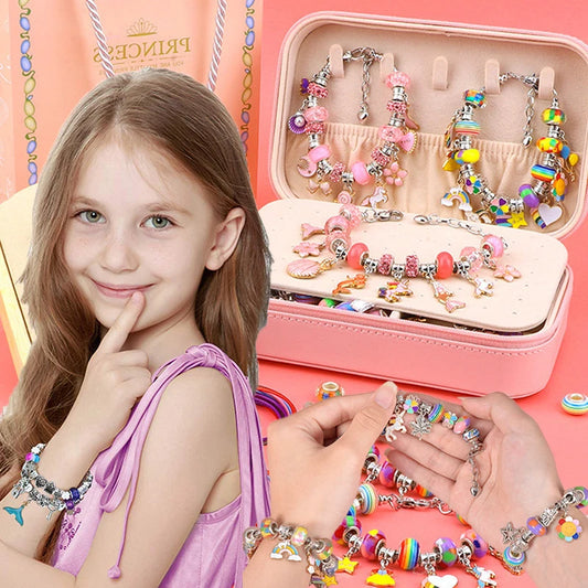 Children Puzzle Creative DIY Beads Set Bracelet Making Kit Jewelry Kids Toys for Girls Arts Beauty Fashion Crafts Princess Doll