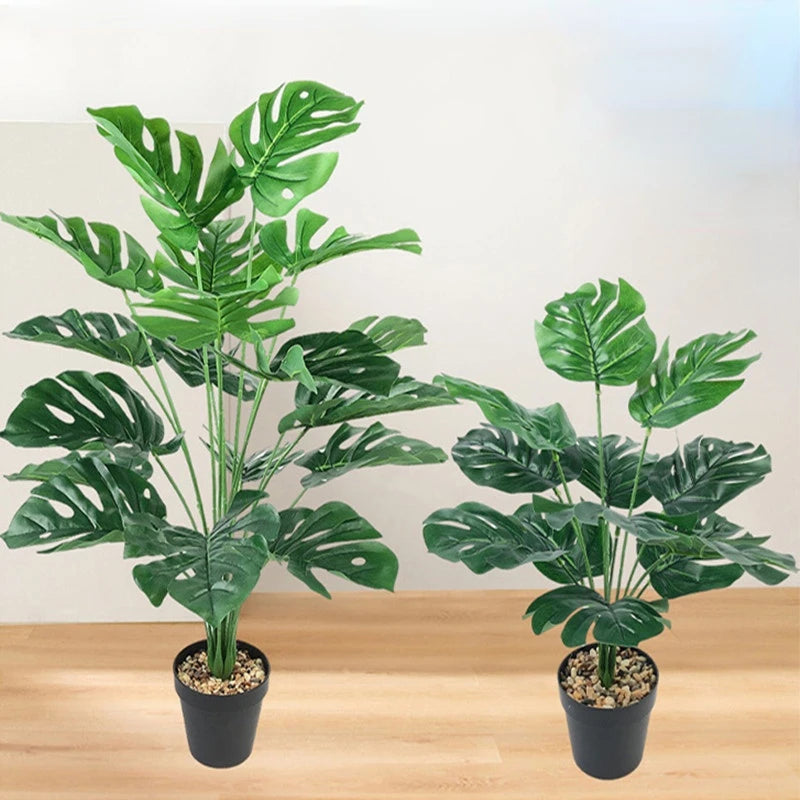 57cm/75cm Nordic Artificial Plant 18 Turtle Back Leaves Longevity Leaf Home Interior Decoration Large Green Plant Fake Plant DIY