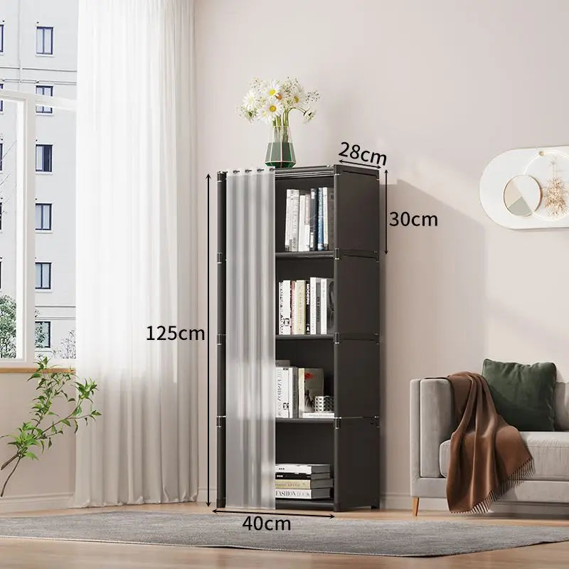 Simple Bookshelf Floor To Floor Storage Rack Living Room Sundries Storage Cabinet Shelf Household Multi-layer Storage Wardrobe