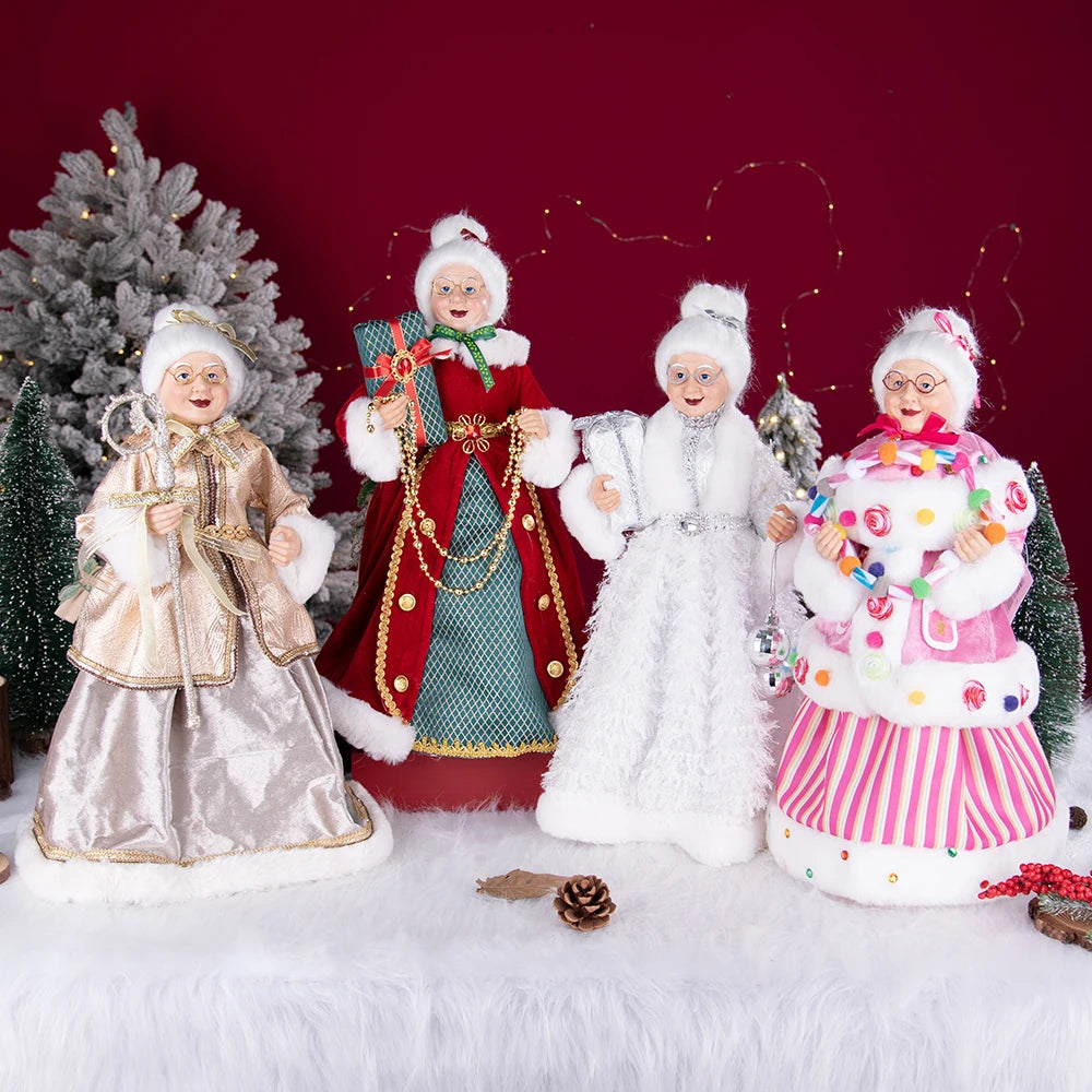 Santa Claus Granny Doll 50cm Standing Santa Claus Ornament Christmas Scene Doll Decoration 2024 Christmas Gift For Children