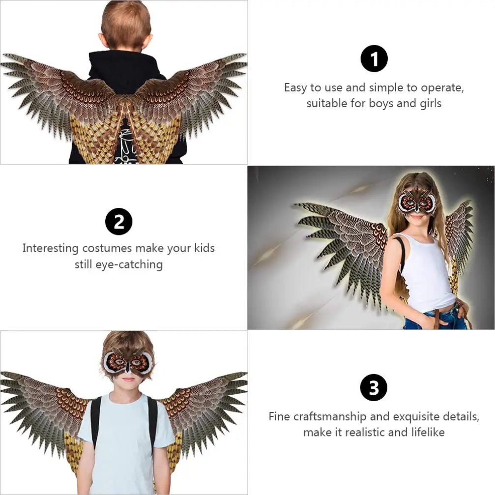 Halloween 1 Set Kids Owl Animal Wings Mask Party Carnival Carnival Children's Owl Mask Wings Set Cosplay Dance Costume Props