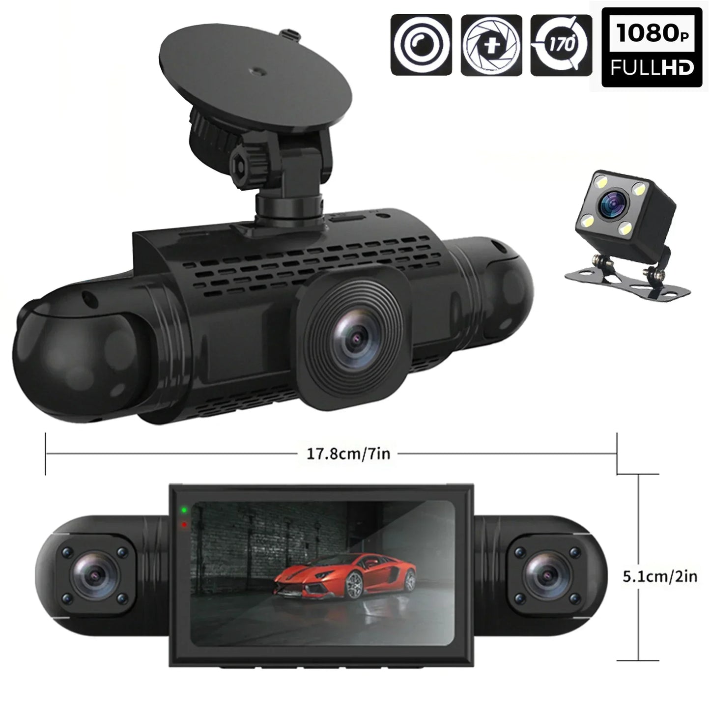 Car DVR 4 Camera Video Recorder Black Box 360 Dash Cam Front left right Rear View camera 24H Hardware Kit Car Assecories