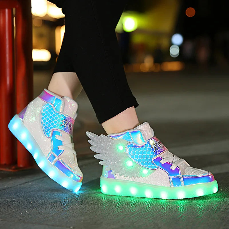 Children's Casual Shoes New Small  Medium-sized Children's LED Charging Luminous Shoes Children's Shoes USB Colorful Light Shoes