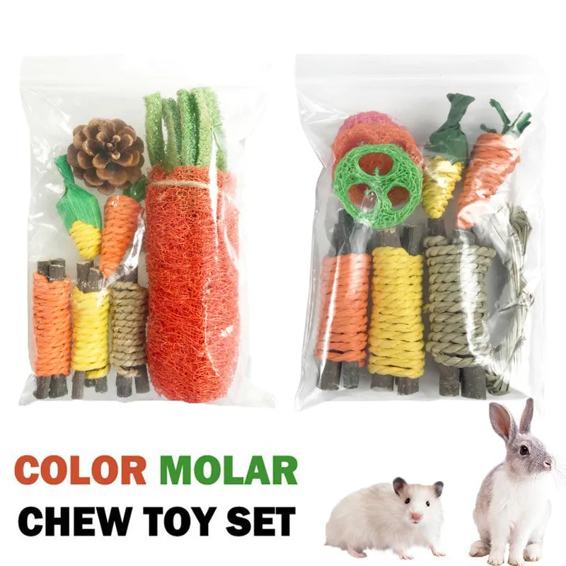 Hamster Guinea Chinchillas Tooth Cleaning Toy Small Animal Chew Toys Bundle For Bunny Molar Grinding Toys Rabbit Accessories