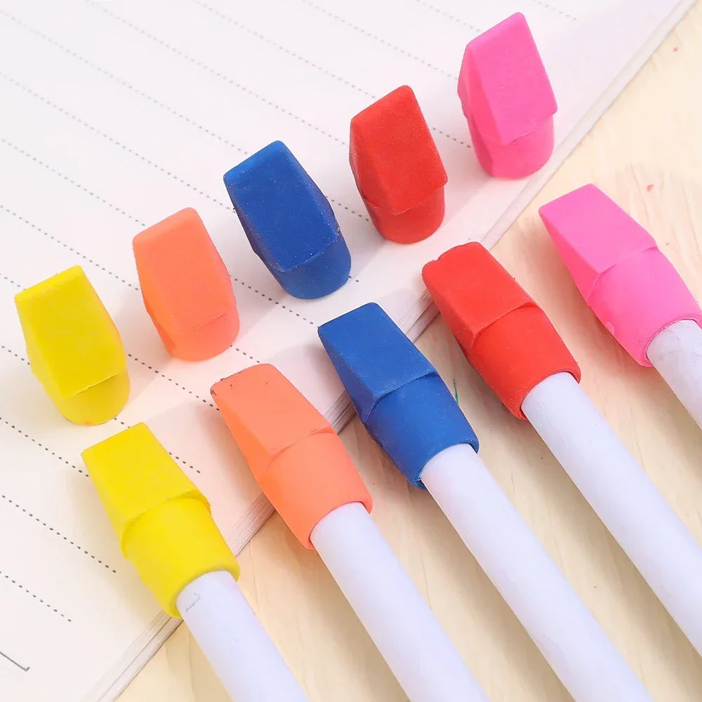 1-20Pcs Pencil Top Eraser Tips Sleeve Arrowhead Assorted Color Pencil Eraser Toppers Children Student Stationery School Supplies