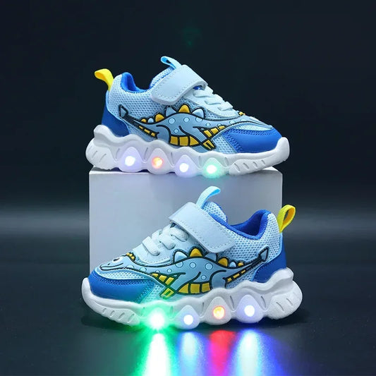 Tennis Shoes LED Children Trainer Cartoon Boy Casual Sneaker for Boy Kid Shoe Girl Mesh Breathable Shoe Baby Illuminated Shoe